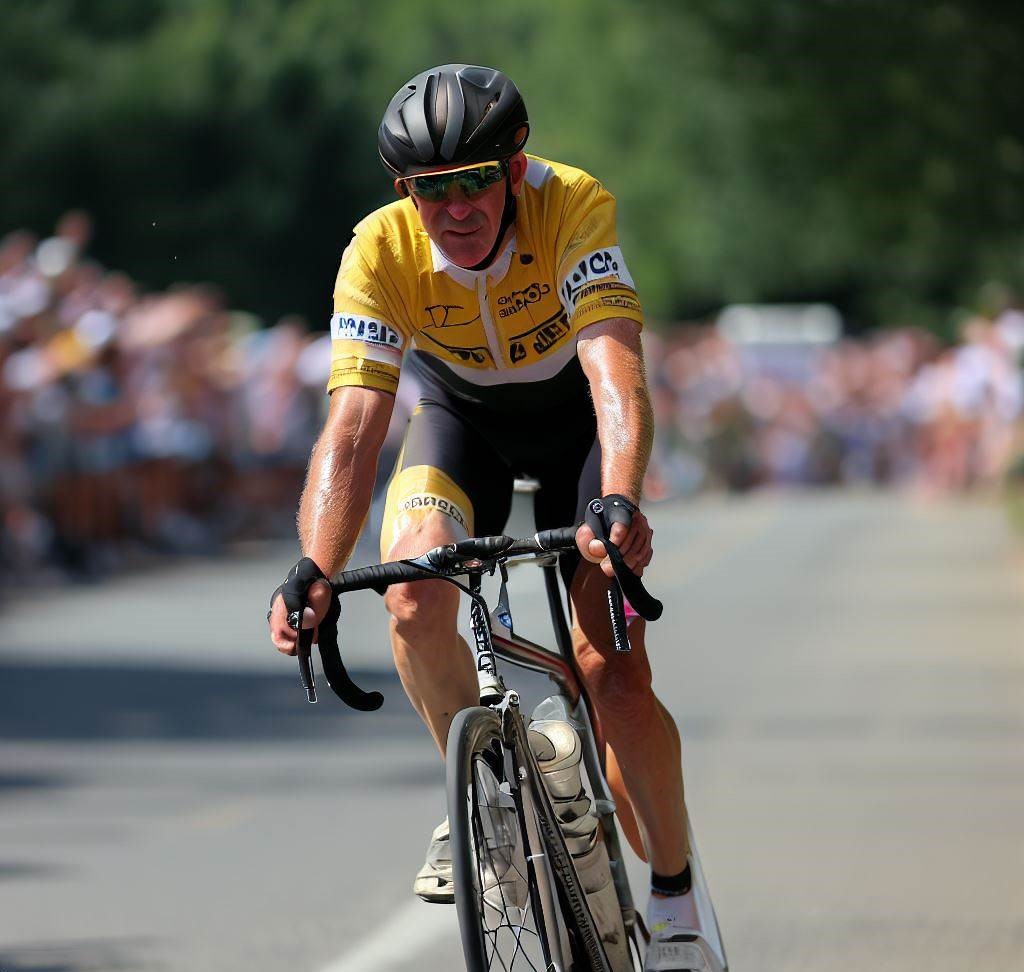 A lone picture of Greg LeMond in a tour de france race